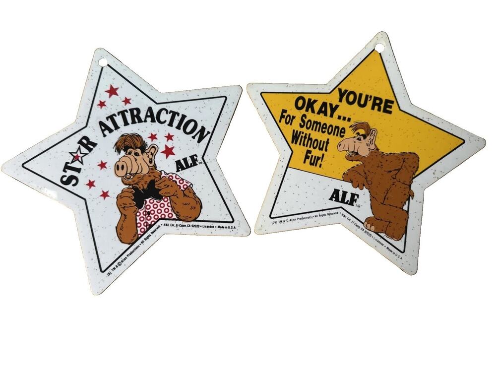 Alf Star Shaped Signs Lot Of 2 TV Show Alien Production Vintage